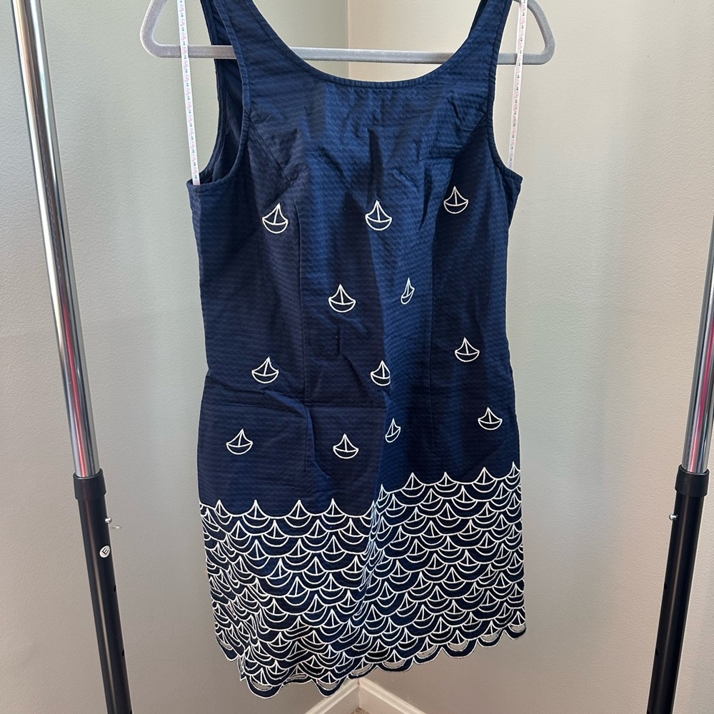 Lilly Pulitzer Nautical Navy Dress with White Sailboat Print